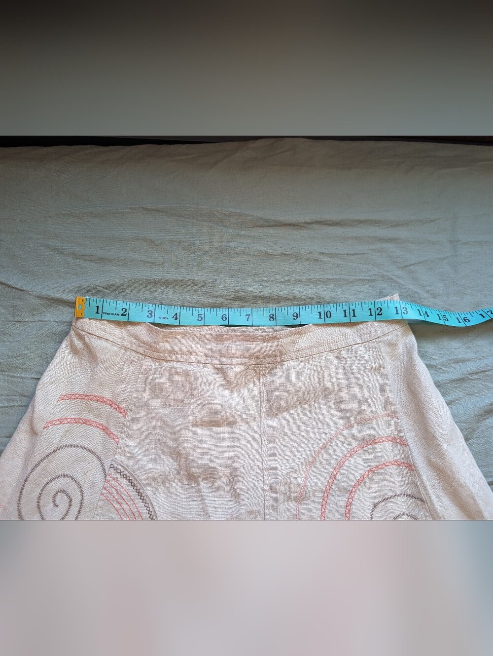 J. Jill Linen A-Line Embroidered Skirt W6 Beige/Orange - Picture 5 of 7